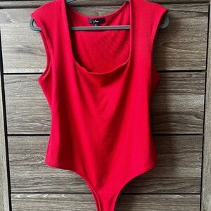 Lulus Red Rib Tank Bodysuit - XL